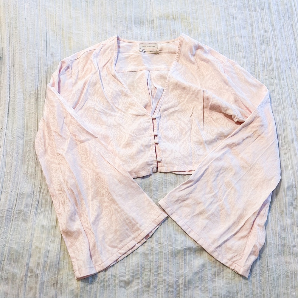 Urban Outfitters Baby Pink Silk Cropped Shirt (NWOT)